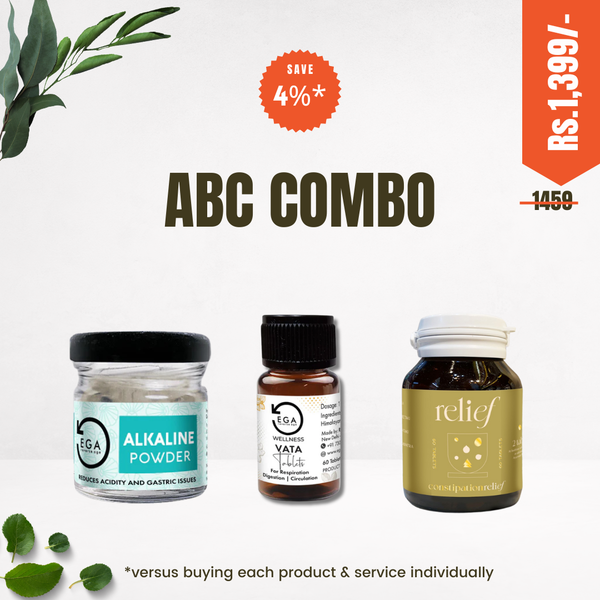 ABC Combo (Alkaline Powder | Vata Tablet 60 | Constipation Relief )