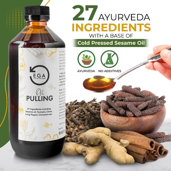 Buy Ayurvedic Sesame Oil Pulling Mouthwash with Clove, Pepper EGA