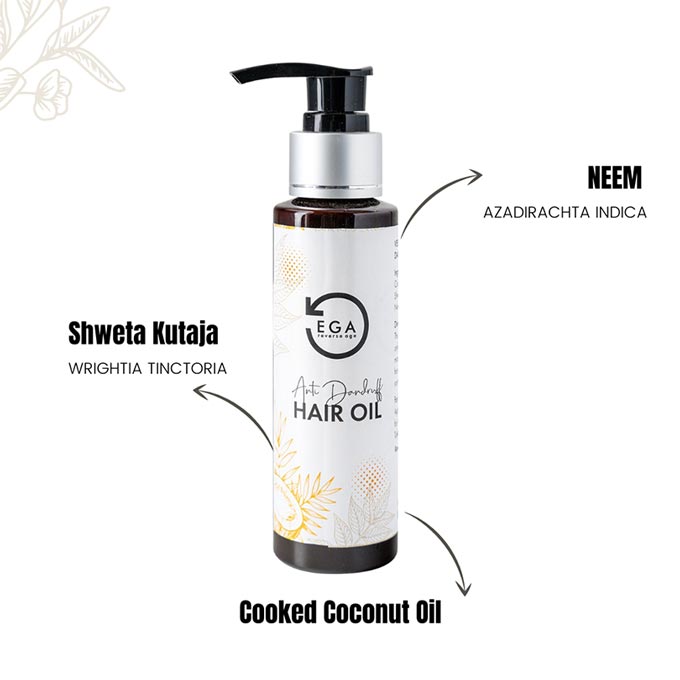 anti-dandruff hair oil with coconut, neem and shweta kutaja
