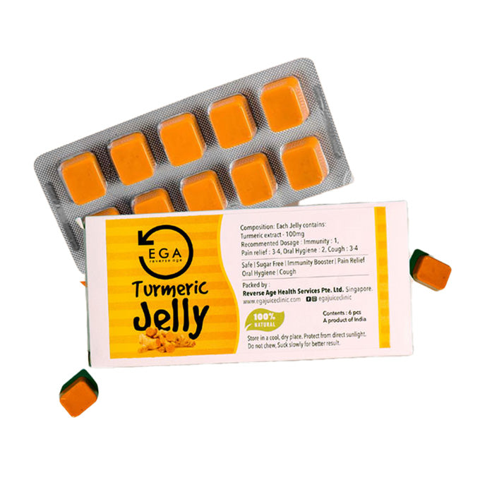 chewable turmeric jelly with curcumin. each jelly contains 100mg turmeric extract.
